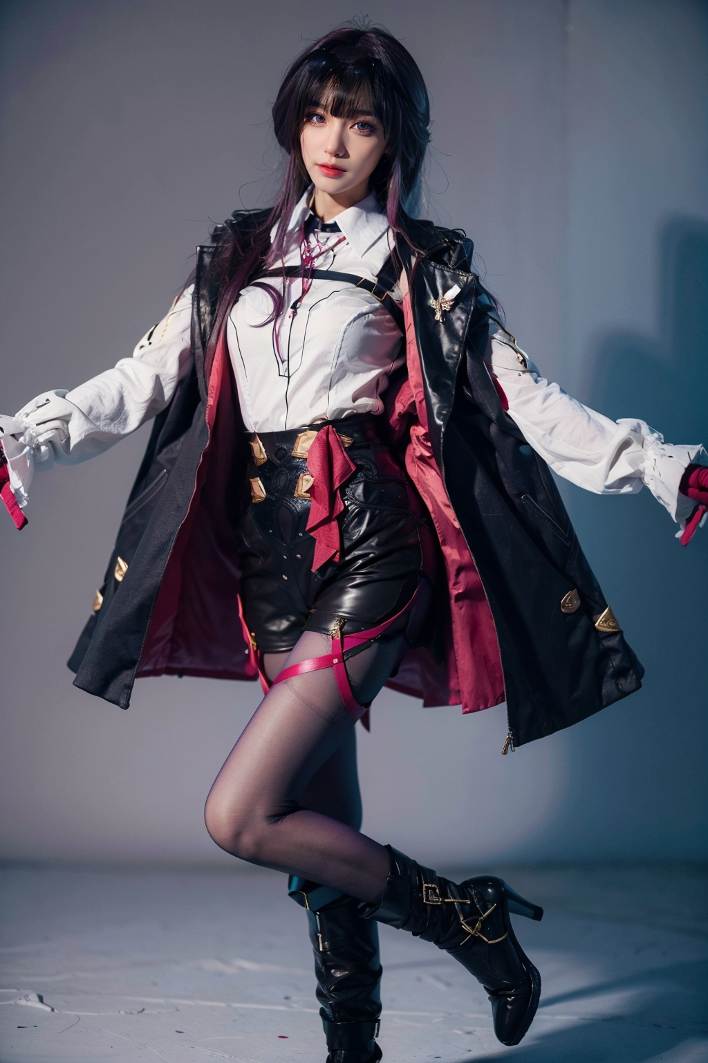 00013-3349187019-best quality, masterpiece, photorealistic, 1girl, solo, bangs, looking at viewer, full body, standing, arms at side,purple hair,.png